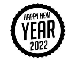 Happy New Year 2022 Black And White vector