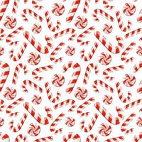 Seamless pattern of red striped sweetmeats. Hard candy, candy cane, lollipop. Background for fabric, wrapping paper, textile, print, wallpaper. Vector illustration isolated on white