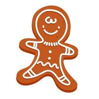 Festive cookies with a gingerbread man. Cookies in the shape of a man with white icing vector