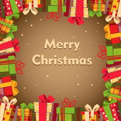 Gift frame. Christmas gift box, card, banner