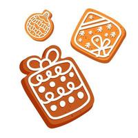 gingerbread in the form of gifts with white icing vector