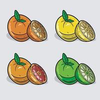 caricatura naranja con cuatro colores diferentes. efecto sencillo vector