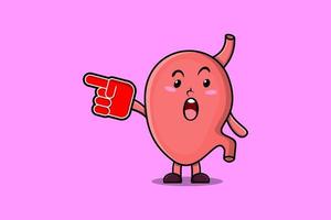 Cute Cartoon Stomach with foam finger glove vector