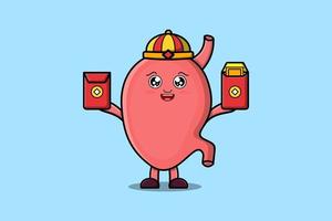 dibujos animados lindo estómago chino con paquetes rojos vector