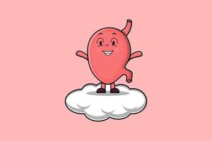 personaje de dibujos animados lindo estómago de pie en la nube vector