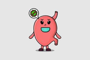 Cute cartoon Stomach using mask to prevent virus vector