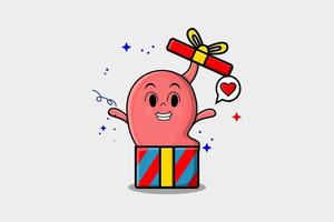 Cute cartoon Stomach character holding gift box vector