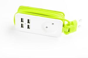 Extension Power Strip USB for charging gadgets and electronic devices. On a white background, isolate. Free space photo