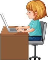 A girl using laptop cartoon vector