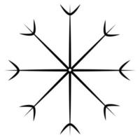 Outline drawing of a snowflake on a transparent background in a minimalist style. Line art. Icon. Isolate vector