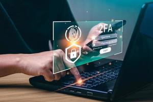 2FA authentication concept two-factor authentication. The user confirms that he is the real user. Security of user access to personal information and Encryption.TOTP, HOTP businessman login photo