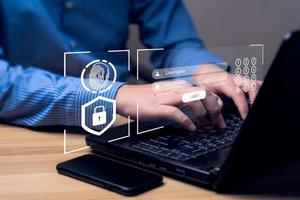 Cyber login and password concept with a smartphone. Data protection and secure internet access cyber security. secure access to users personal information security and encryption. photo