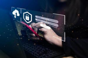 login and password cyber security concept Data protection and secure internet access cyber security. secure access to users personal information security and encryption photo