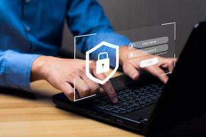 Cyber login and password concept with a smartphone. Data protection and secure internet access cyber security. secure access to users personal information security and encryption. photo
