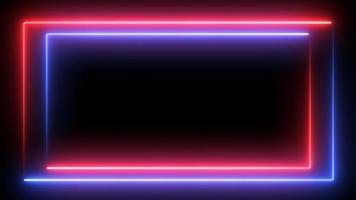 loop neon rectangle frame border, abstract graphic futuristic glow illumination effect, electric fluorescent element modern light technology animation in colorful blue purple disco party shiny footage photo