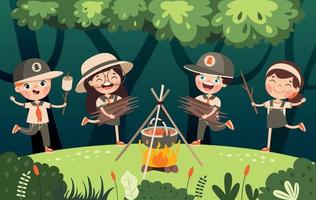 Cartoon Illustration Of Little Scouts vector