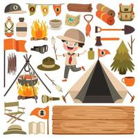 Cartoon Kid With Scouting Equipments vector