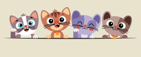 Cartoon Drawing Of Cats Posing vector