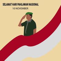 día de los héroes nacionales de indonesia 10 de noviembre ilustración de vector de diseño de banner de fondo