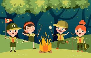 Cartoon Illustration Of Little Scouts vector