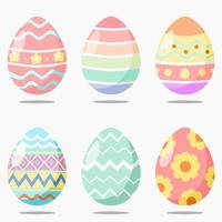 Vector illustration set of colorful decorated Easter eggs. Easter egg isolated on gray background.