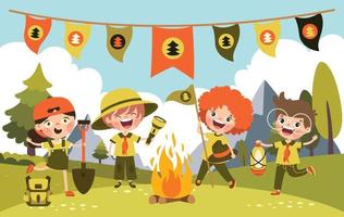 Cartoon Illustration Of Little Scouts vector