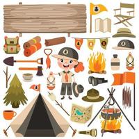 Cartoon Kid With Scouting Equipments vector