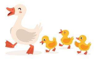 Cartoon Illustration Of Mother And Baby Gooses vector