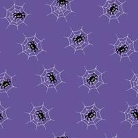 Black spiders on a web seamless pattern. Simple repeating pattern for Halloween. Vector illustration art