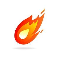 Red hot fire ball, flame heat or spicy food symbol flat vector. vector