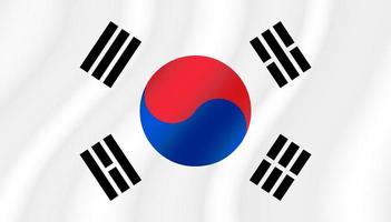 Wavy flag of South Korea. vector