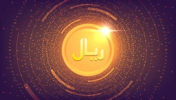 Digital Rial currency, CBDC currency futuristic digital money on yellow abstract technology background, vector. vector