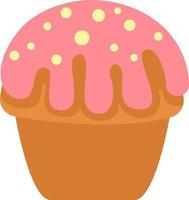 Delicious pink cupcake, illustration, vector on a white background