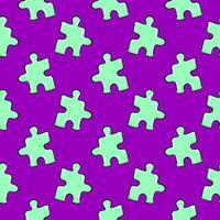 Puzzle pieces, seamless pattern on purple background. vector