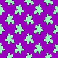 Puzzle pieces, seamless pattern on purple background. vector