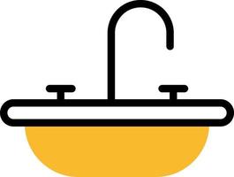 Yellow bathroom sink, illustration, vector on a white background.