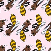 Bees pattern , illustration, vector on white background