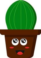 A happy pot with cactus, vector or color illustration.