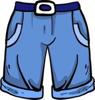 Blue shorts, illustration, vector on white background.