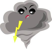 Angry grey cloud, illustration, vector on white background.