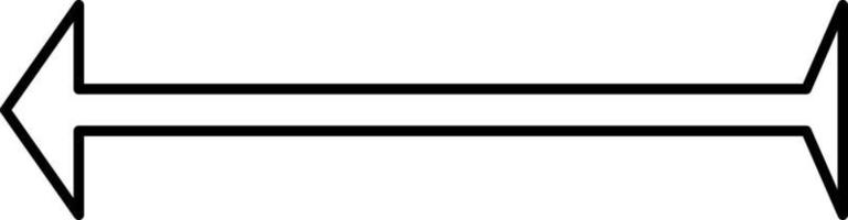 Flecha de líneas finas con una pequeña cola apuntando hacia la izquierda, ilustración, vector sobre fondo blanco.