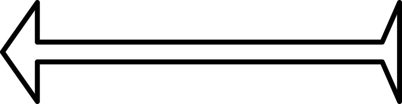 Flecha de líneas finas con una pequeña cola apuntando hacia la izquierda, ilustración, vector sobre fondo blanco.