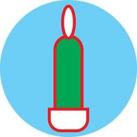 One green candle, illustration, vector on a white background.