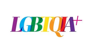 banner de texto lgbtqia. lgbtqia lesbiana gay bisexual transgénero queer intersexual asexual. vector