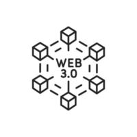 icono de línea web 3.0, símbolo web descentralizado aislado sobre fondo blanco. vector