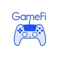 símbolo de icono de tecnología gamefi. juego de cadena de bloques videojuego en tecnología blockchain. vector