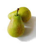 ripe fresh pears on white background photo