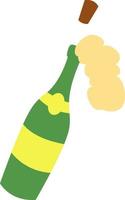 Champagne bottle, illustration, vector on white background.