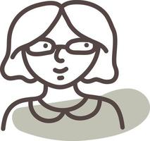 Woman with short hair and glasses, illustration, vector, on a white background. vector