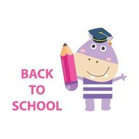 illustration vector graphic cute hippo back to school